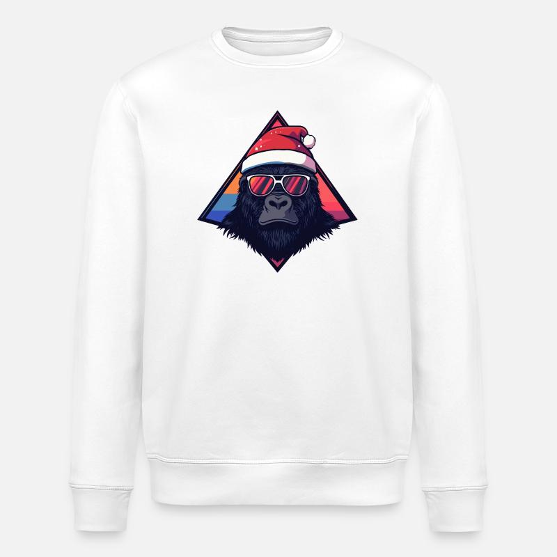 Gorilla Santa Neon Triangle - Stanley/Stella Unisex Bio-Sweatshirt ROLLER - Weiß