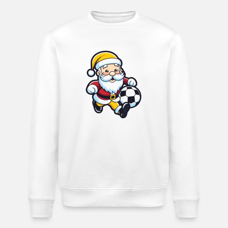 Weihnachtsmann Fussball Comic Weihnachten - Stanley/Stella Unisex Bio-Sweatshirt ROLLER - Weiß