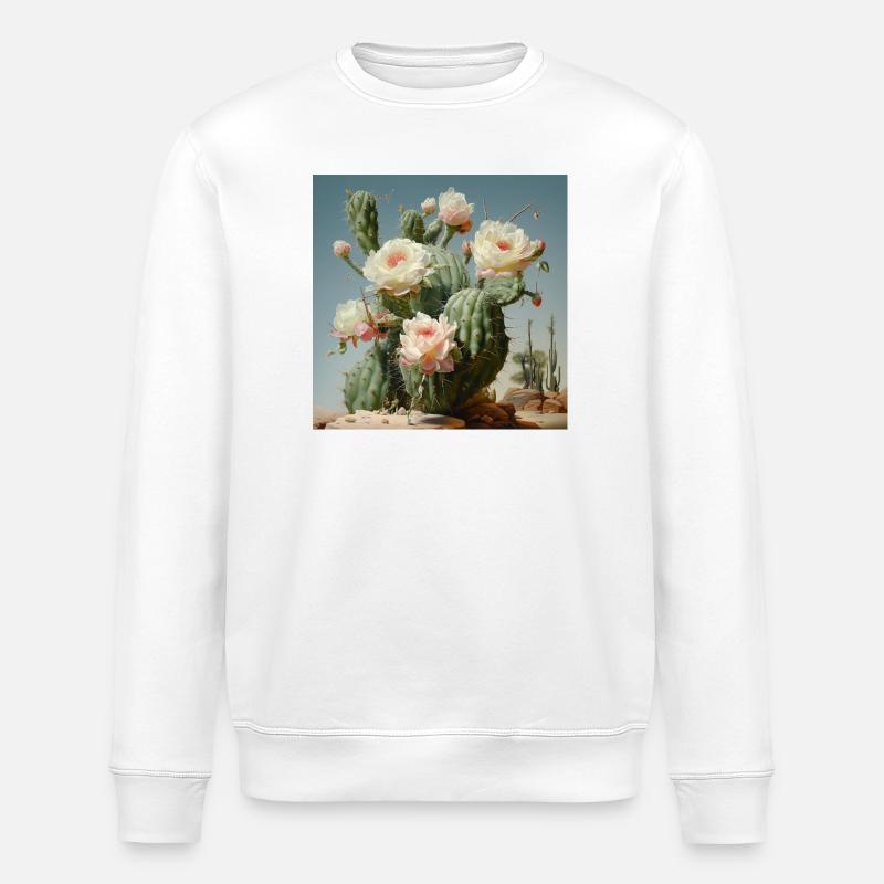 Kaktusblüten im Wüstenlicht - Stanley/Stella Unisex Bio-Sweatshirt ROLLER - Weiß