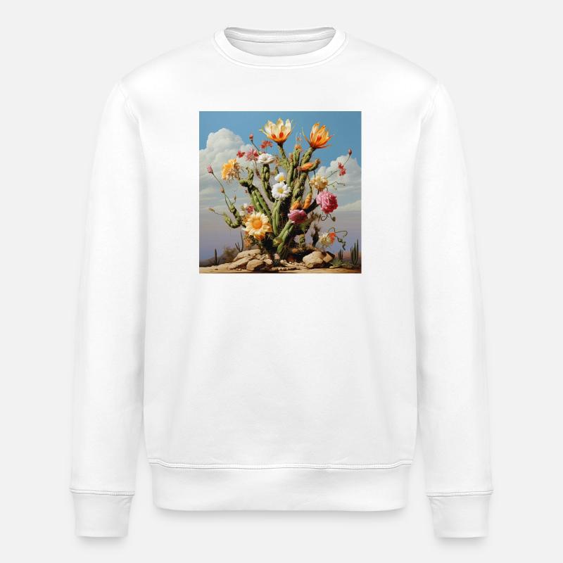 Kaktusblüten Farbtraum - Stanley/Stella Unisex Bio-Sweatshirt ROLLER - Weiß