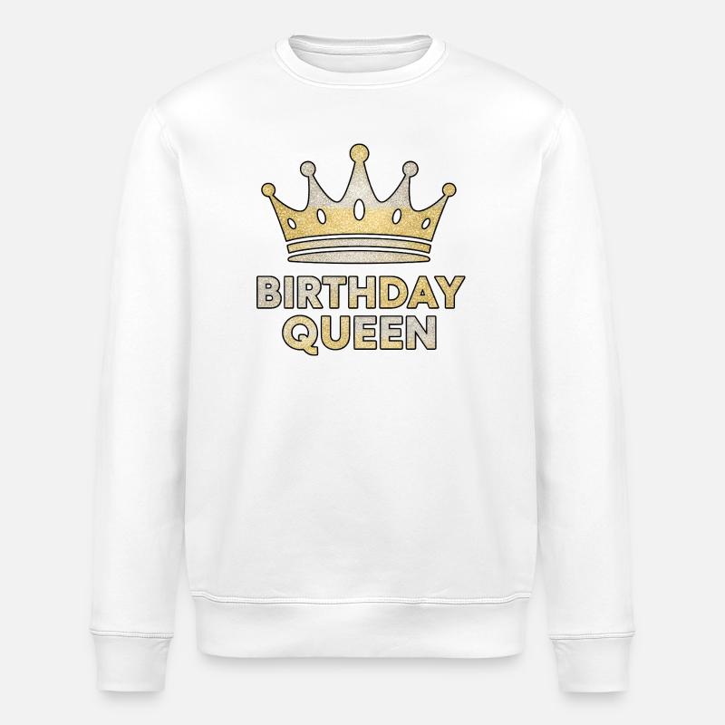 Birthday Queen – Glitzer Krone Design - Stanley/Stella Unisex Bio-Sweatshirt ROLLER - Weiß