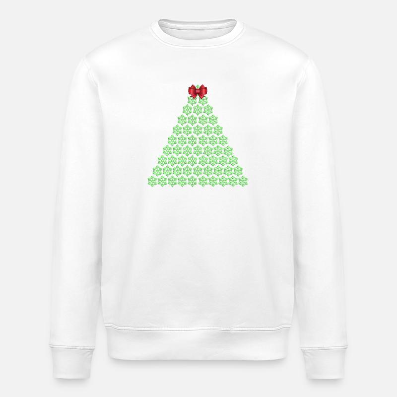 Snowflake Christmas tree with bow - Stanley/Stella ROLLER Unisex Organic Sweatshirt - white