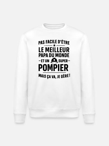 Pompier – Super Papa Pompier - Sweat bio ROLLER Stanley/Stella Unisexe - blanc