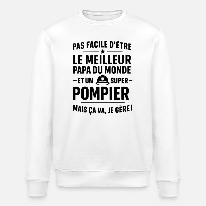 Pompier – Super Papa Pompier - Sweat bio ROLLER Stanley/Stella Unisexe - blanc