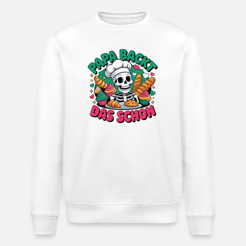 Dad bakes it nicely - Stanley/Stella ROLLER Unisex Organic Sweatshirt - white