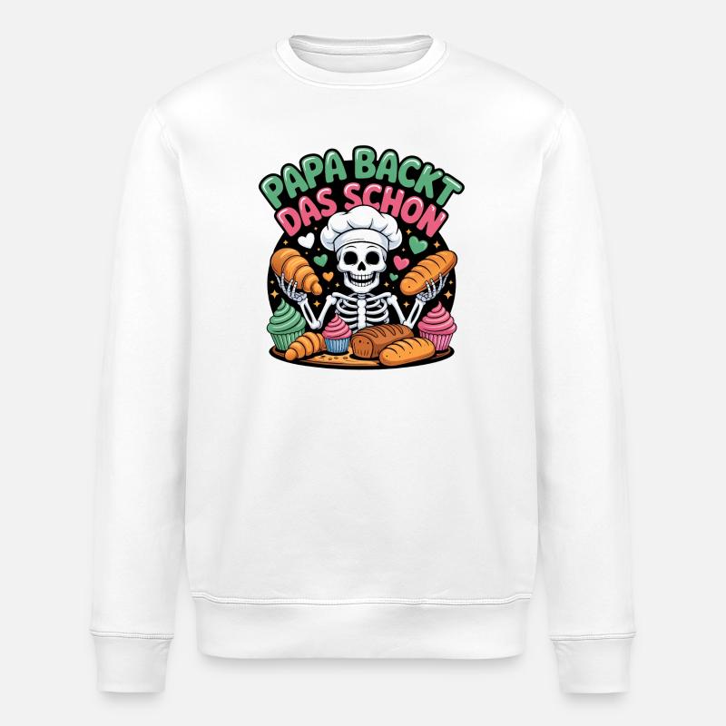Papa prépare ce gentil chef squelette - Sweat bio ROLLER Stanley/Stella Unisexe - blanc