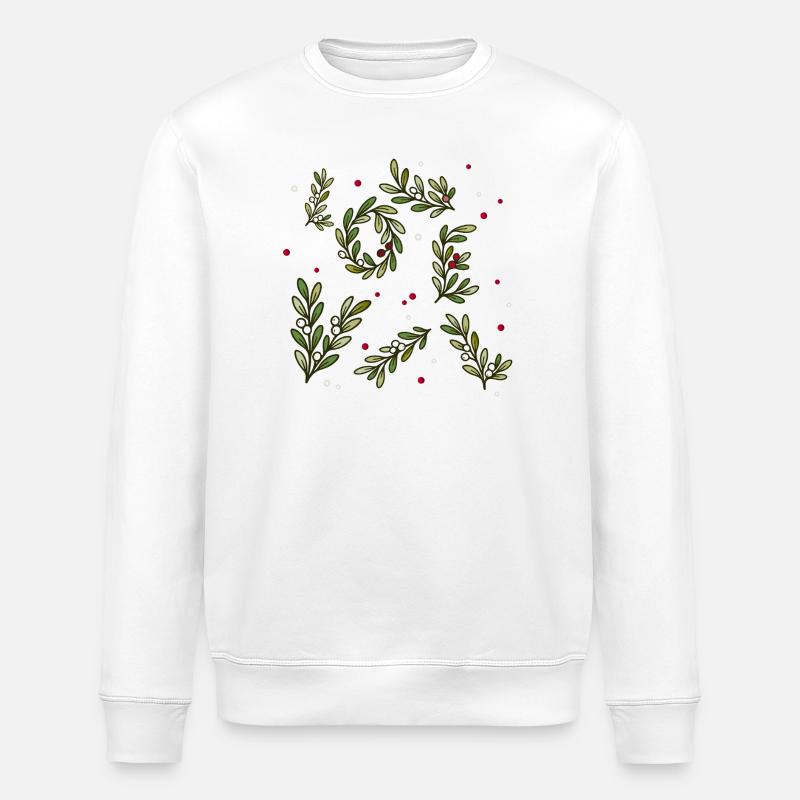 Christmas branch pattern with berries - Stanley/Stella ROLLER Unisex Organic Sweatshirt - white