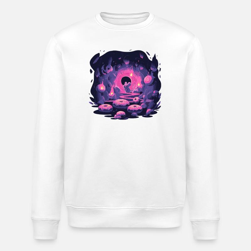 Neon Mäusehöhle mit Donuts - Stanley/Stella Unisex Bio-Sweatshirt ROLLER - Weiß
