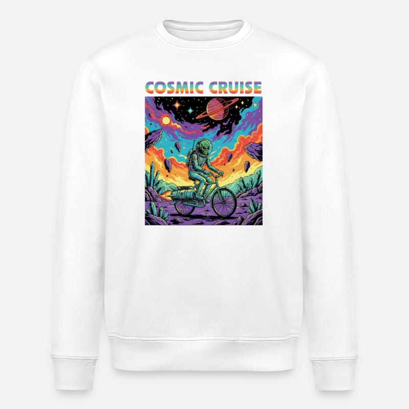 Cosmic Cruise Astronaut Rider - Stanley/Stella Unisex Bio-Sweatshirt ROLLER - Weiß