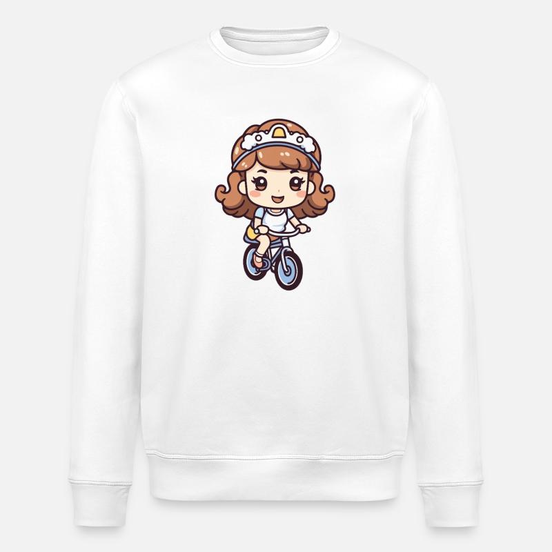 Fahrrad Mädchen Comic - Stanley/Stella Unisex Bio-Sweatshirt ROLLER - Weiß