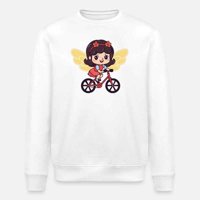 Fairy Cute Bicycle Comic - Stanley/Stella ROLLER Unisex Organic Sweatshirt - white