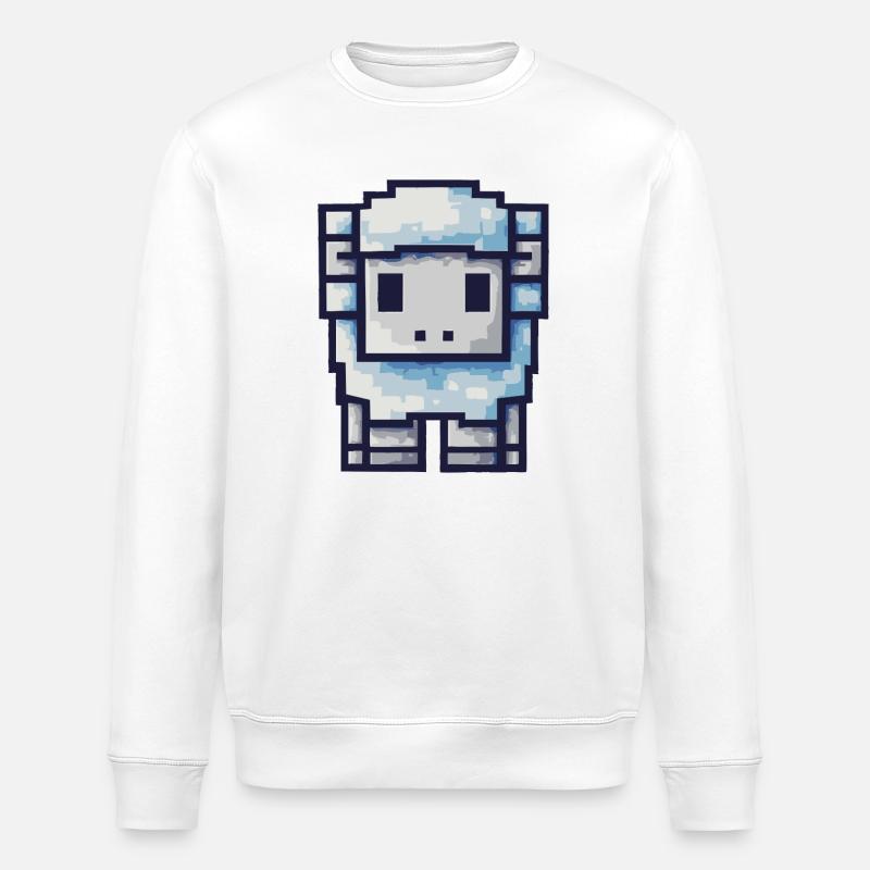 Pixel Sheep – Cute Retro Design - Stanley/Stella ROLLER Unisex Organic Sweatshirt - white