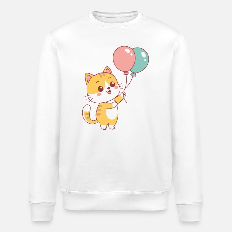 Katzenballon Pastell Joy - Stanley/Stella Unisex Bio-Sweatshirt ROLLER - Weiß
