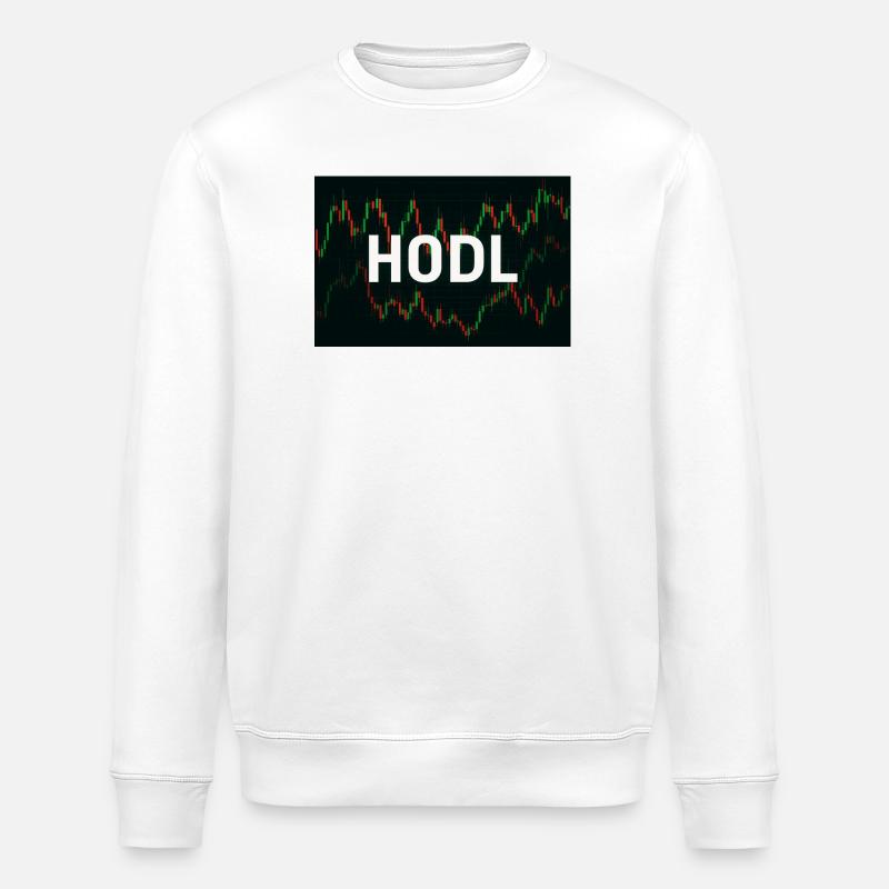 Motif graphique HODL avec tableau boursier - Sweat bio ROLLER Stanley/Stella Unisexe - blanc