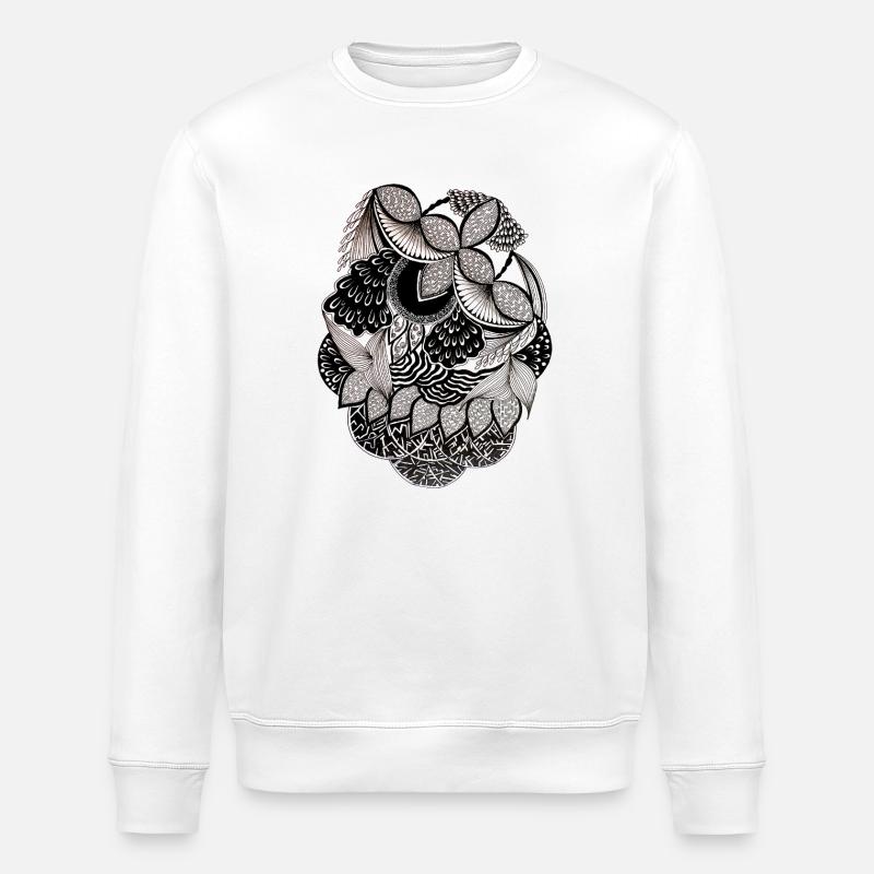 SchwarzWeiss Blattmuster Kreisdesign - Stanley/Stella Unisex Bio-Sweatshirt ROLLER - Weiß