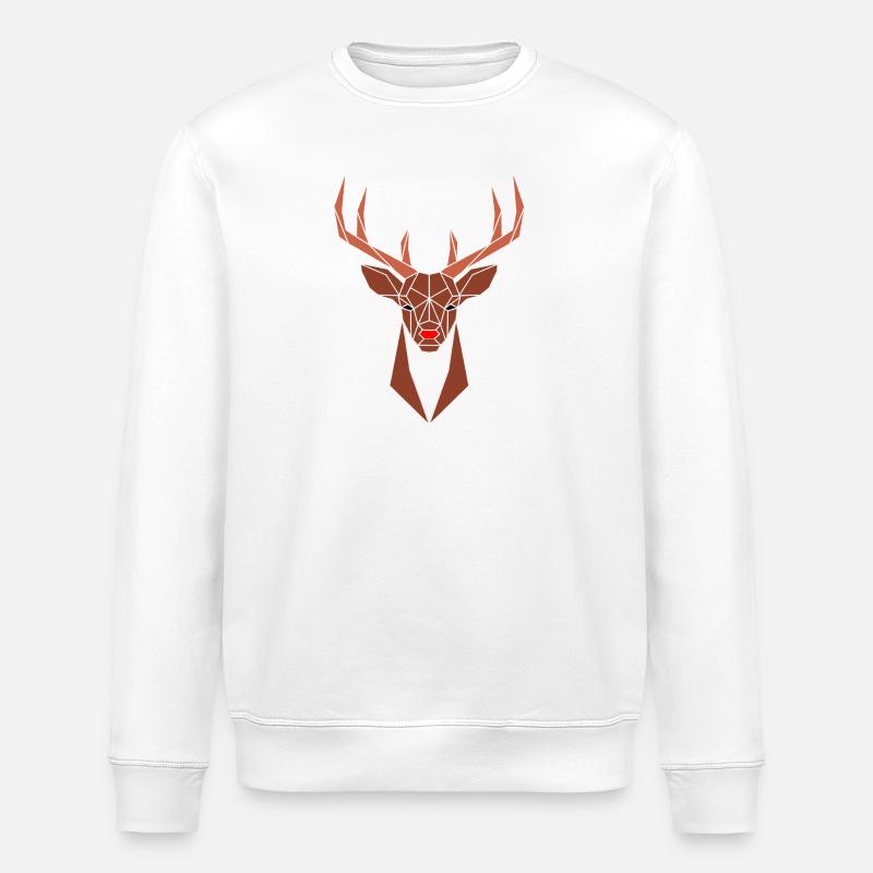 Geometrischer Hirschkopf Rudolph - Stanley/Stella Unisex Bio-Sweatshirt ROLLER - Weiß