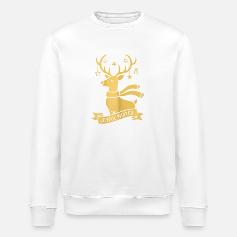 Golden Reindeer – Joyful Winter Design - Stanley/Stella Unisex Bio-Sweatshirt ROLLER - Weiß