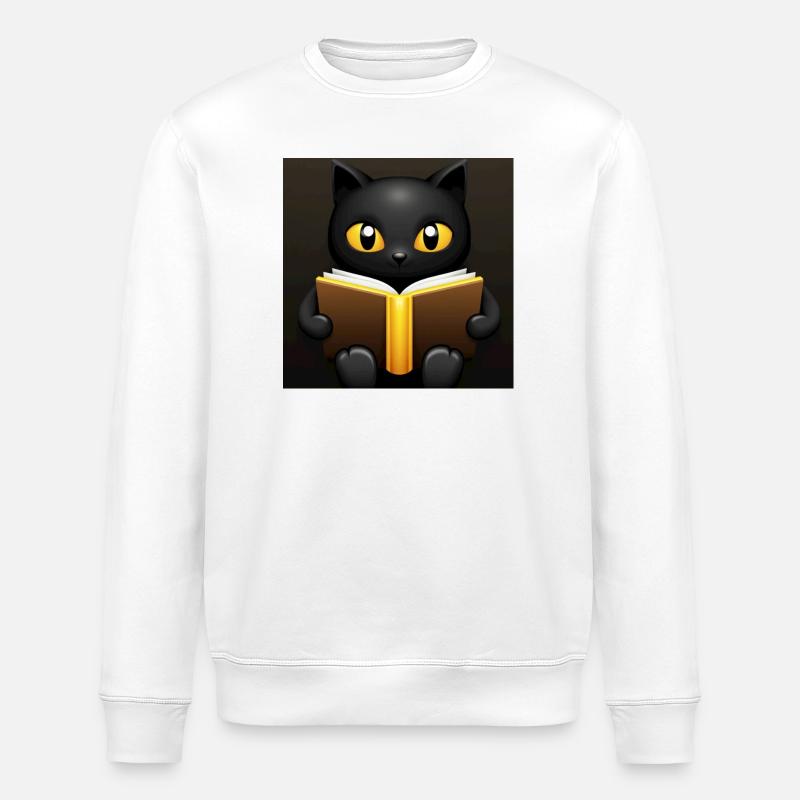 magische schwarze katze mit gold  - Stanley/Stella Unisex Bio-Sweatshirt ROLLER - Weiß