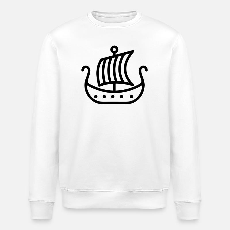 Viking Ship - Stanley/Stella ROLLER Unisex Organic Sweatshirt - white