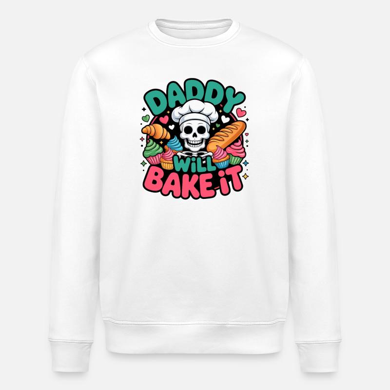 Papa le fera cuire Skeleton Chef - Sweat bio ROLLER Stanley/Stella Unisexe - blanc