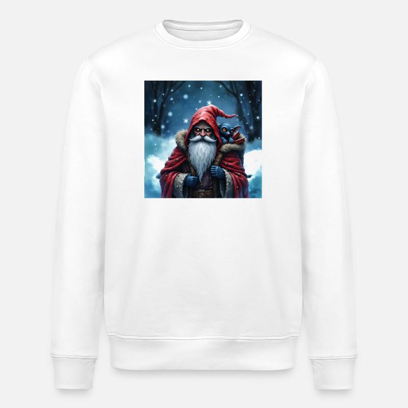 Weihnachtsmann Zauberer mit blauer Katze - Stanley/Stella Unisex Bio-Sweatshirt ROLLER - Weiß