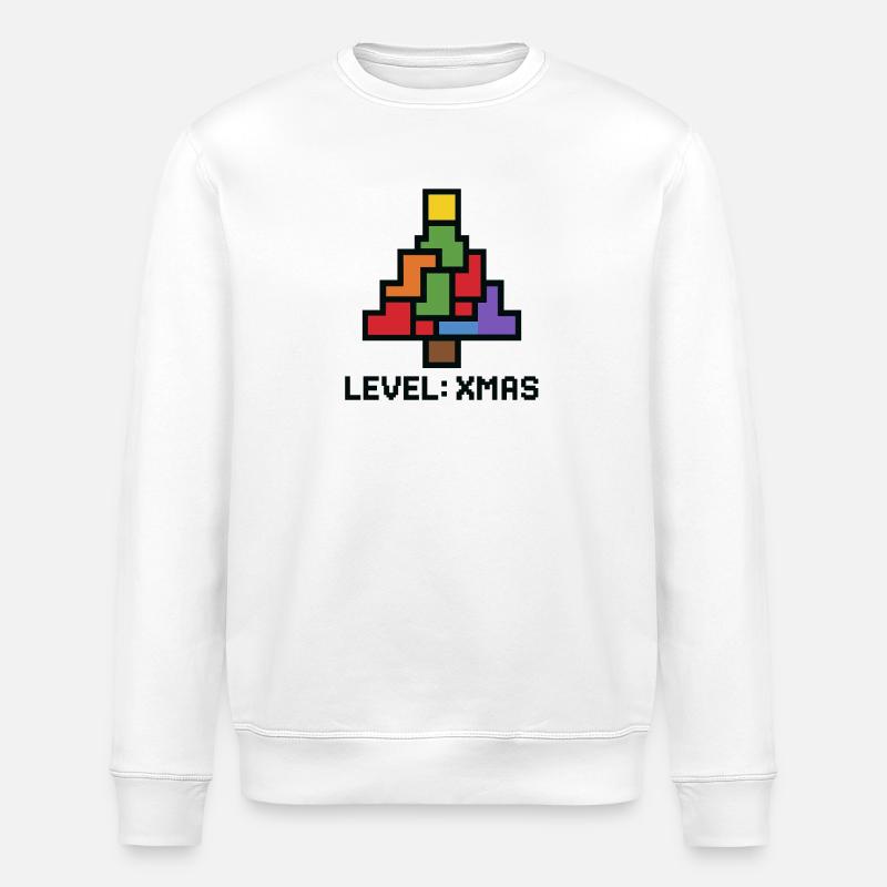 Arbre-pixels de LevelXmas - Sweat bio ROLLER Stanley/Stella Unisexe - blanc