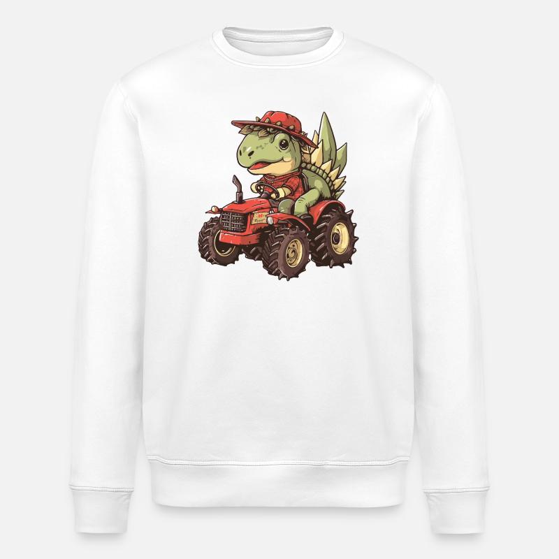 Dinosaurier stegosaurus Traktor Farmer - Stanley/Stella Unisex Bio-Sweatshirt ROLLER - Weiß