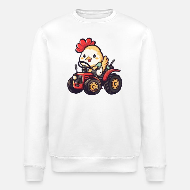 Huhn Traktor Farmer - Stanley/Stella Unisex Bio-Sweatshirt ROLLER - Weiß