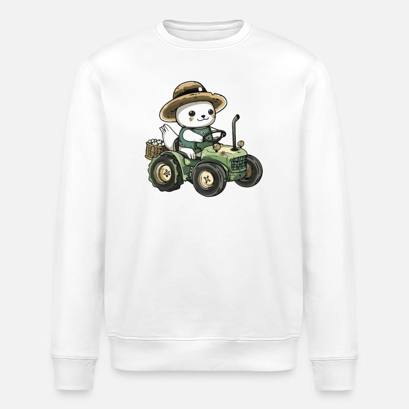 Robbe Tier Traktor Farmer - Stanley/Stella Unisex Bio-Sweatshirt ROLLER - Weiß