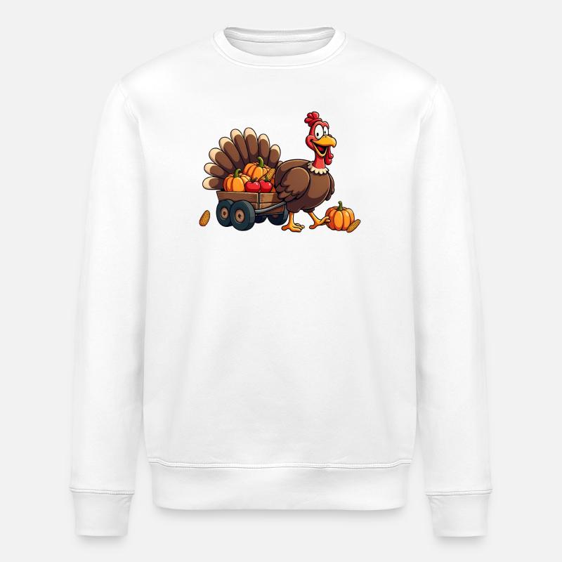 Thanksgiving Lustiger Thanksgiving Truthahn - Stanley/Stella Unisex Bio-Sweatshirt ROLLER - Weiß
