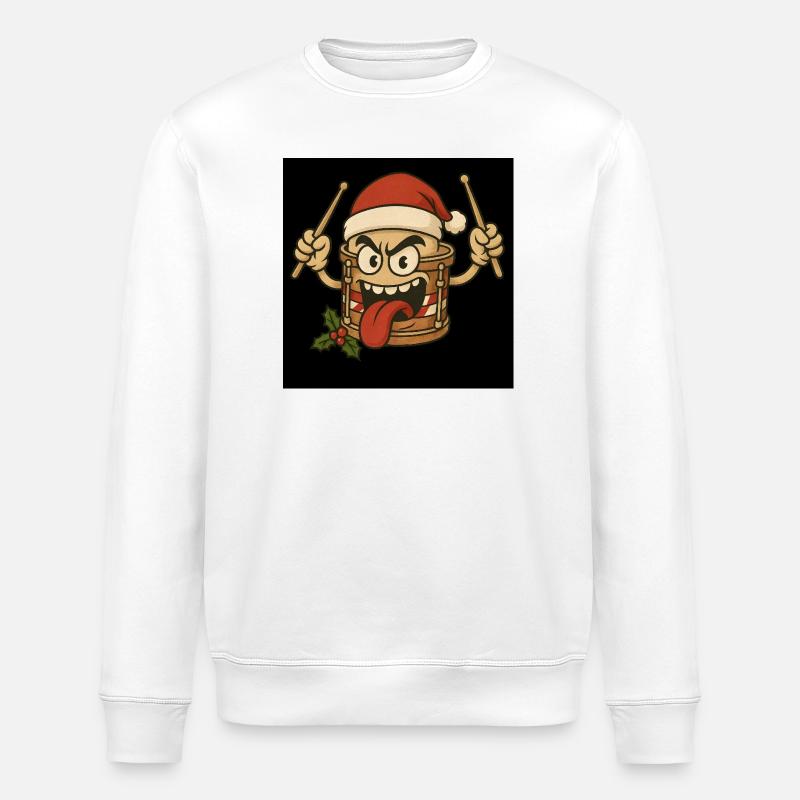 WeihnachtsTrommel mit frechem Gesicht - Stanley/Stella Unisex Bio-Sweatshirt ROLLER - Weiß