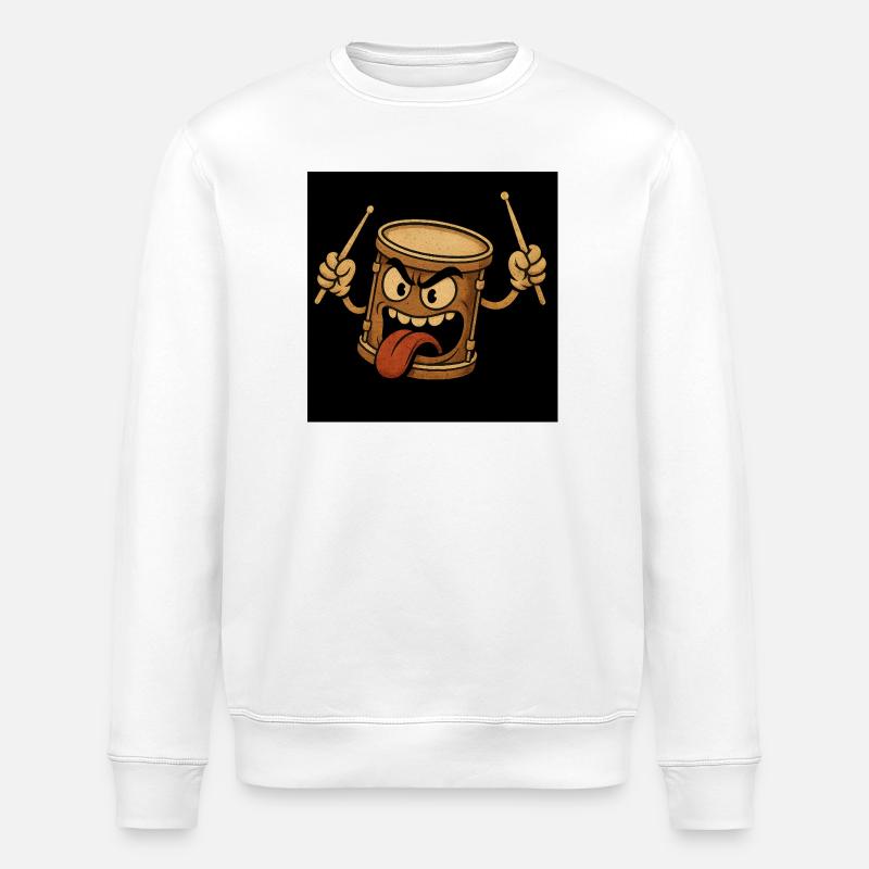 Aggressiver Trommelmonster - Stanley/Stella Unisex Bio-Sweatshirt ROLLER - Weiß