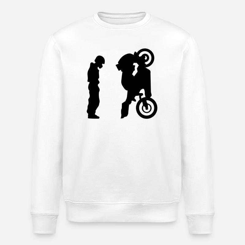 motorcycle - Stanley/Stella ROLLER Unisex Organic Sweatshirt - white