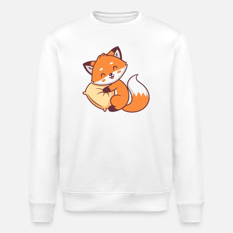 Orange cuddly fox plush - Stanley/Stella ROLLER Unisex Organic Sweatshirt - white