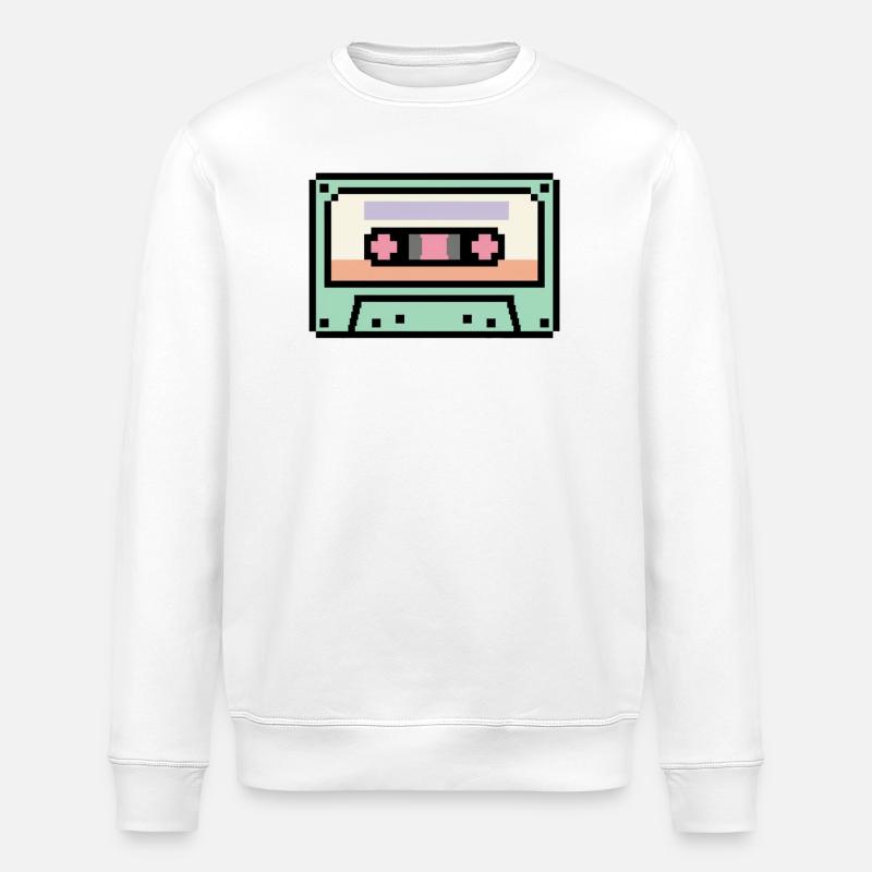 Retro 8 Bit Pixel Art Cassette - Stanley/Stella ROLLER Unisex Organic Sweatshirt - white