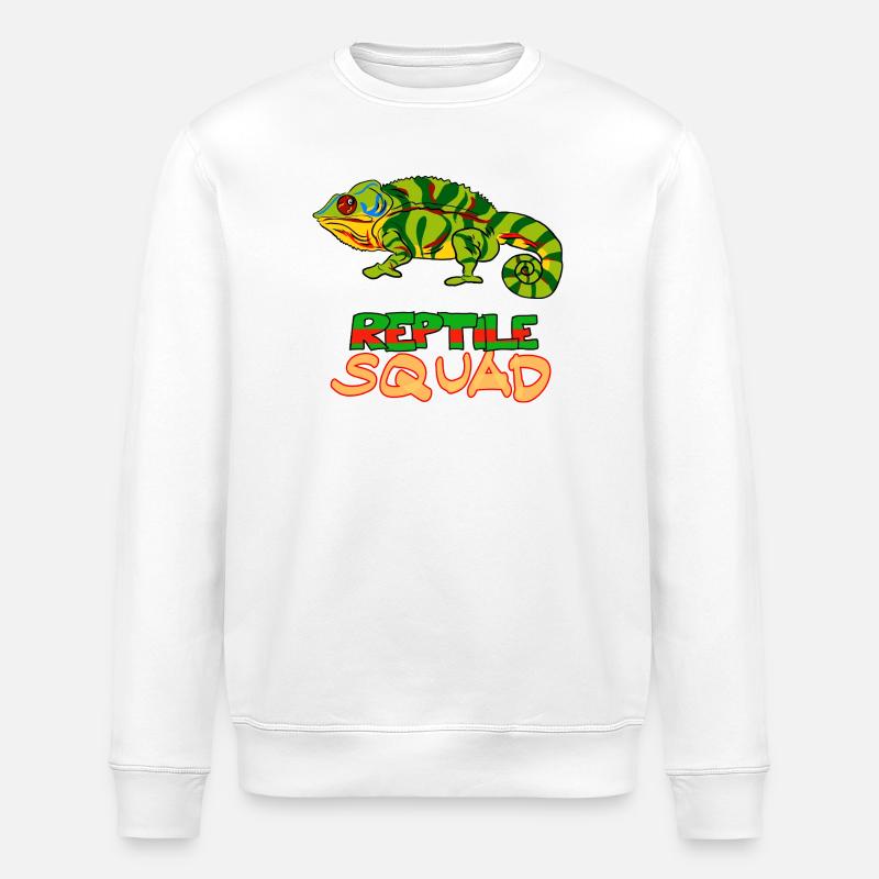 Reptile Squad Bunte Chamäleon-Kunst - Stanley/Stella Unisex Bio-Sweatshirt ROLLER - Weiß