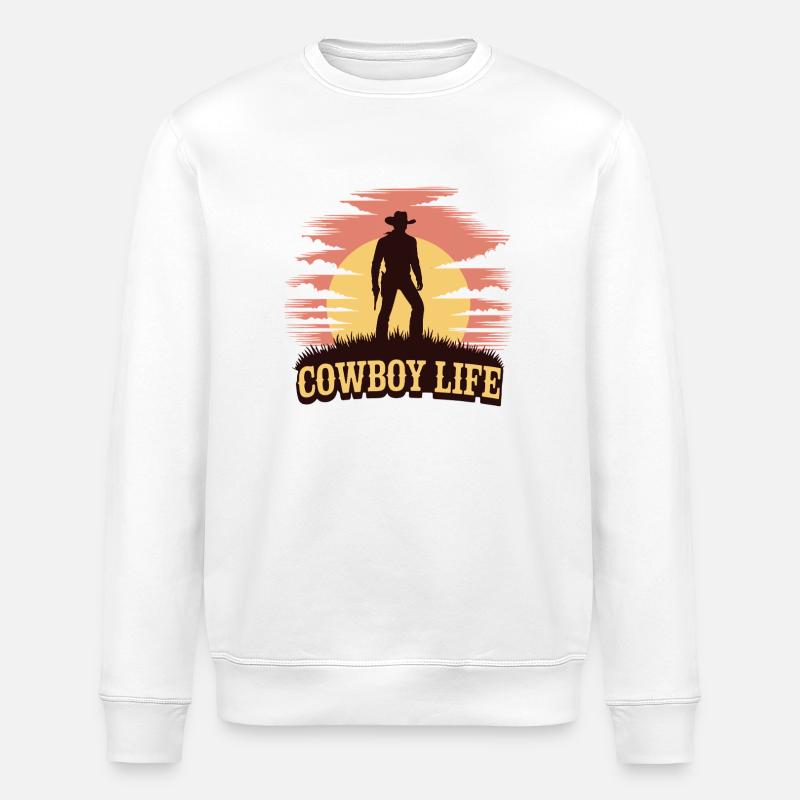 Cowboy-Leben Sonnenuntergangs-Silhouette - Stanley/Stella Unisex Bio-Sweatshirt ROLLER - Weiß
