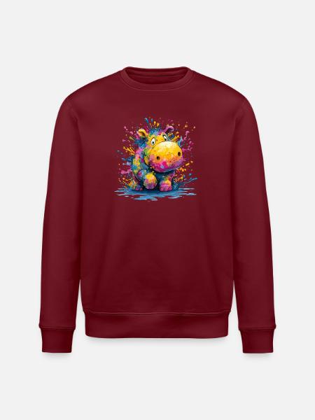 Bunter Tropfenhippo Design - Stanley/Stella Unisex Bio-Sweatshirt ROLLER - Weiß