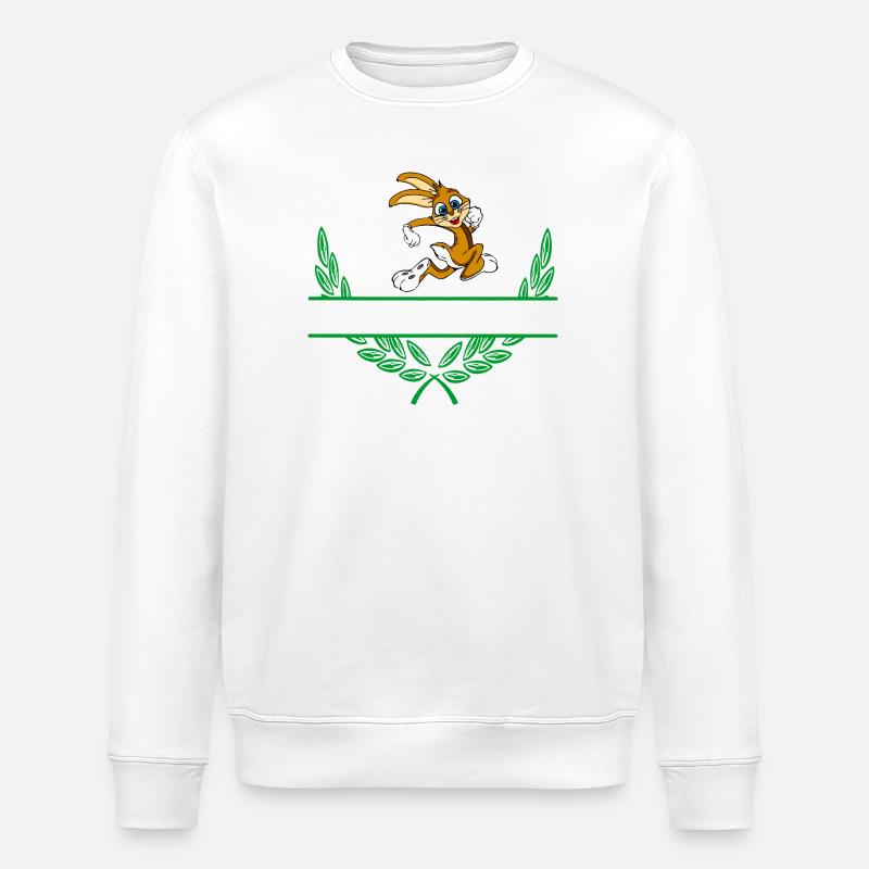 Hasen-Lorbeerkranz mit Namensraum - Stanley/Stella Unisex Bio-Sweatshirt ROLLER - Weiß