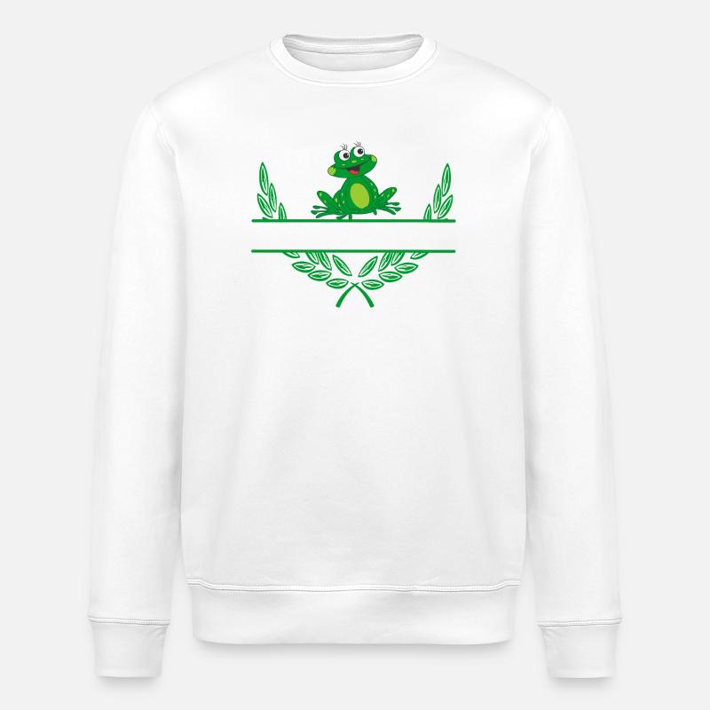 Frog Laurel Wreath with Namespace - Stanley/Stella ROLLER Unisex Organic Sweatshirt - white