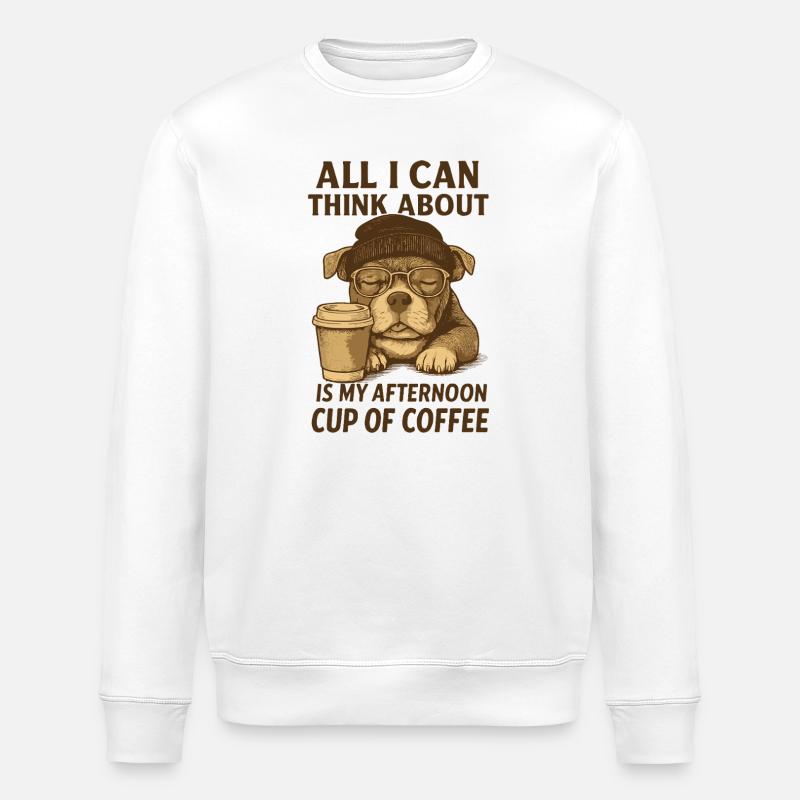 Schlafender Hund denkt an Kaffee - Stanley/Stella Unisex Bio-Sweatshirt ROLLER - Weiß