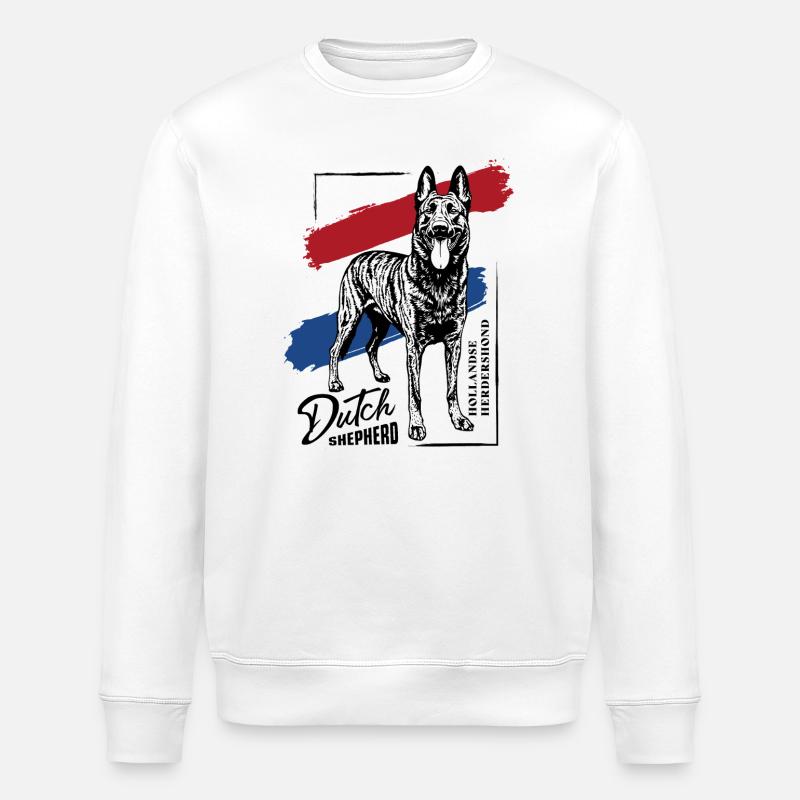 Dutch Shepherd – Dutchie - Stanley/Stella Unisex Bio-Sweatshirt ROLLER - Weiß