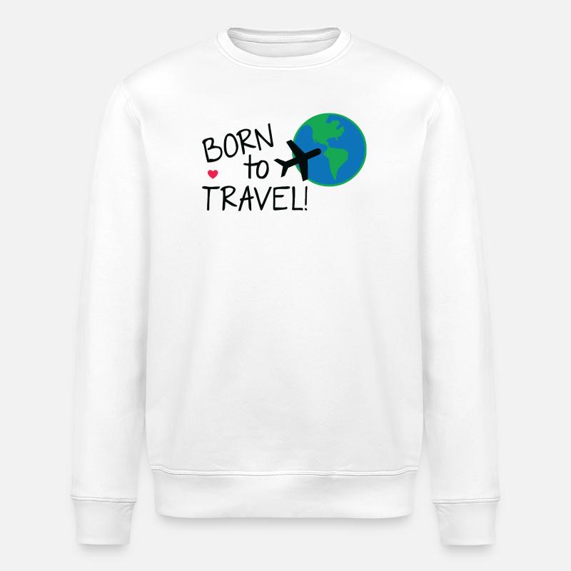 Né pour voyager dans le monde - Sweat bio ROLLER Stanley/Stella Unisexe - blanc