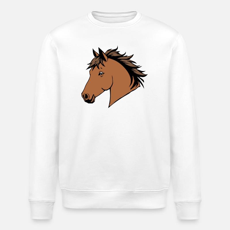Pferde T-shirt Geschenk Reiter  - Stanley/Stella Unisex Bio-Sweatshirt ROLLER - Weiß