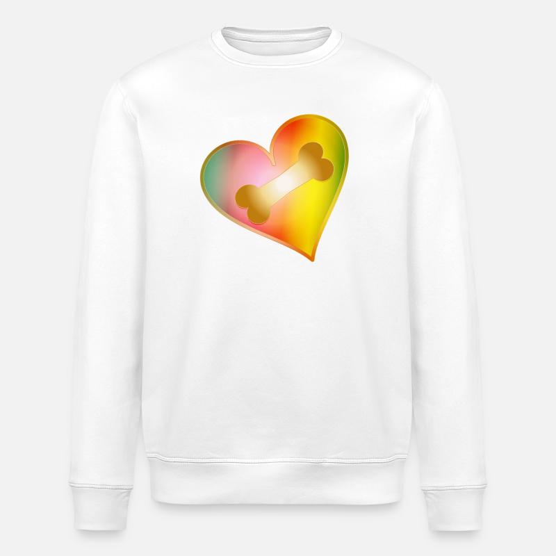 Regenbogen Herz mit Hundeknochen - Stanley/Stella Unisex Bio-Sweatshirt ROLLER - Weiß