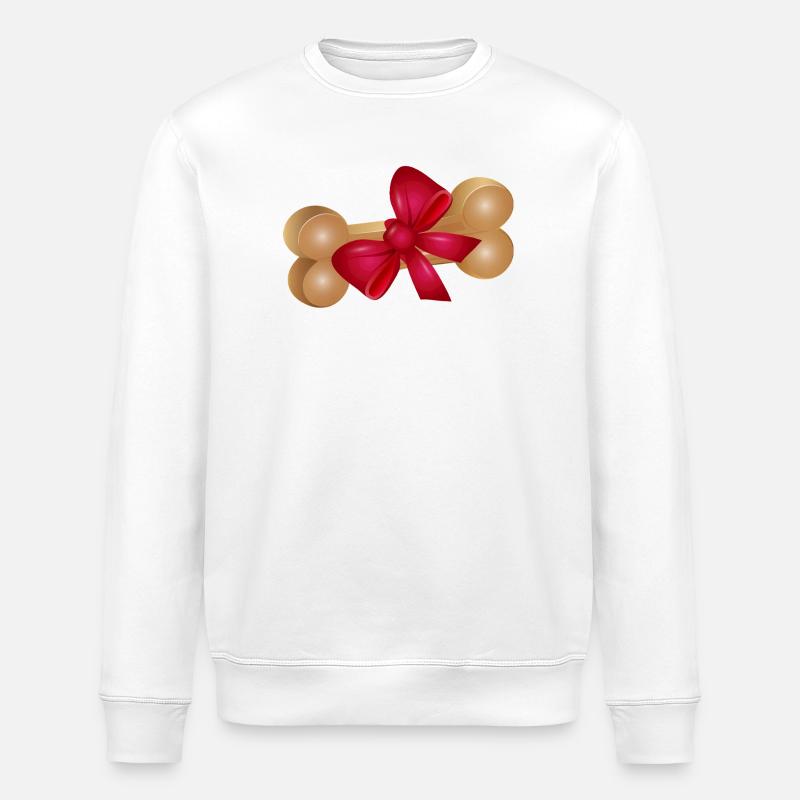 Gift Chew Bone with Red Ribbon - Stanley/Stella ROLLER Unisex Organic Sweatshirt - white