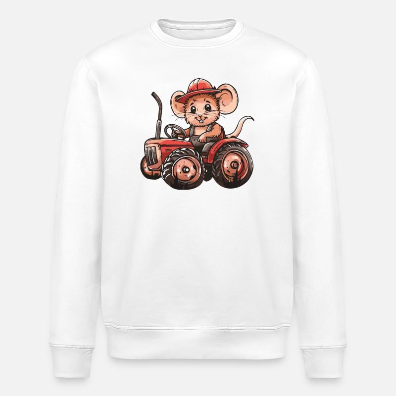 Maus Traktor Farmer - Stanley/Stella Unisex Bio-Sweatshirt ROLLER - Weiß
