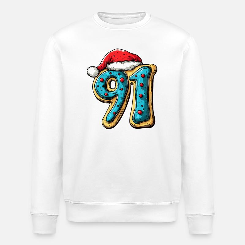 91 Numéro Cookie Noël - Sweat bio ROLLER Stanley/Stella Unisexe - blanc