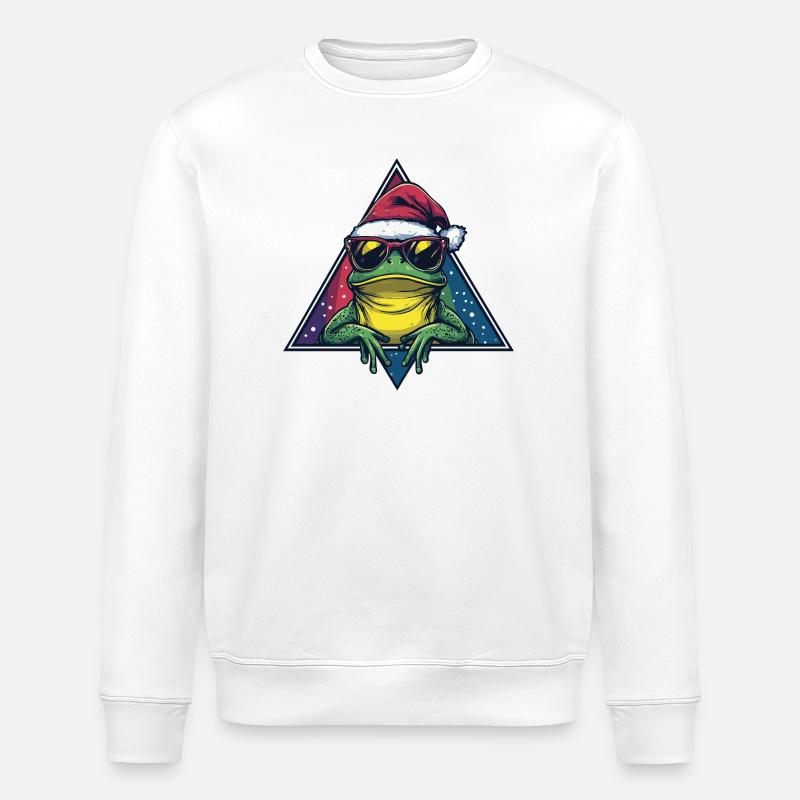 Frog in the Santa Triangle - Stanley/Stella ROLLER Unisex Organic Sweatshirt - white