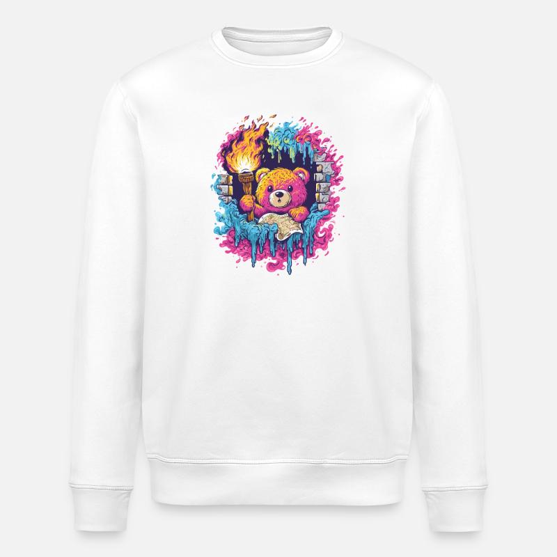 Fabelteddy im Farbfluss - Stanley/Stella Unisex Bio-Sweatshirt ROLLER - Weiß